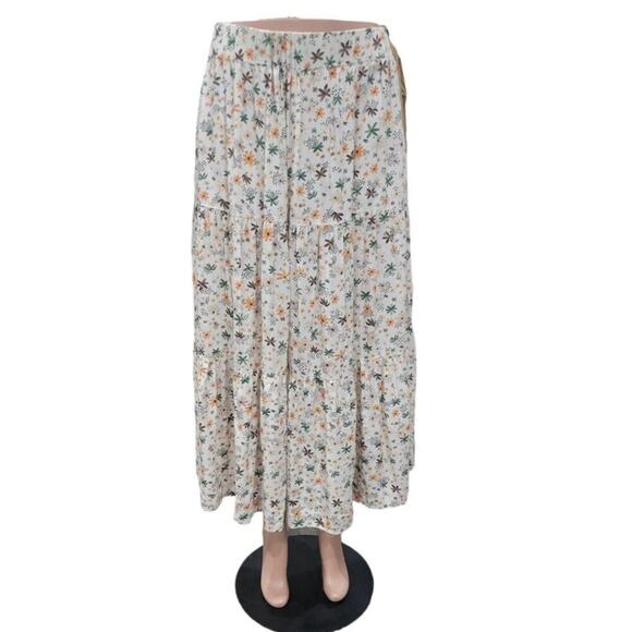 Eloquii Womens Floral Printed Elastic Waistband Tiered Midi Skirt Size 18‎ 20 - Picture 1 of 10